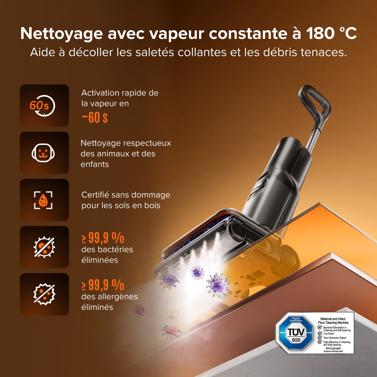 Aspirateur laveur Roborock F25 Steam Set avec vapeur et auto-nettoyage haute température