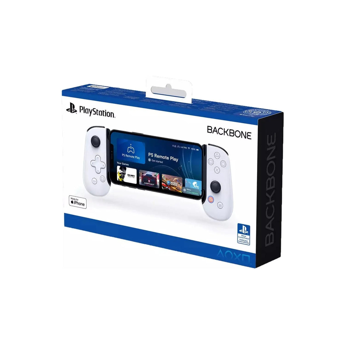 Backbone One PlayStation manette pour iOS Lightning – blanc, manette de jeu mobile pour iPhone & iPad
