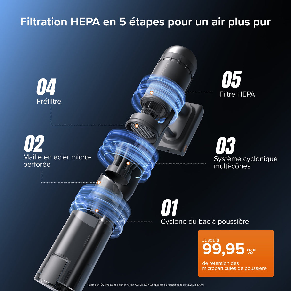 Roborock H60 Hub Ultra aspirateur balai sans fil avec station d'accueil à vidage automatique