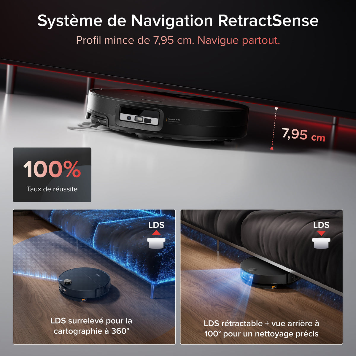 Roborock Saros 20 Sonic Aspirateur robot avec la toute nouvelle station RockDock