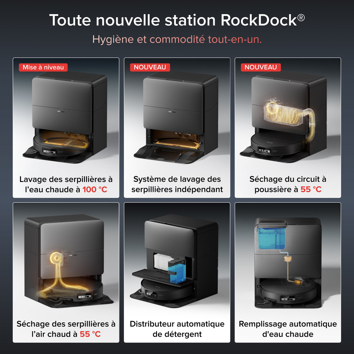 Roborock Saros 20 Sonic Aspirateur robot avec la toute nouvelle station RockDock