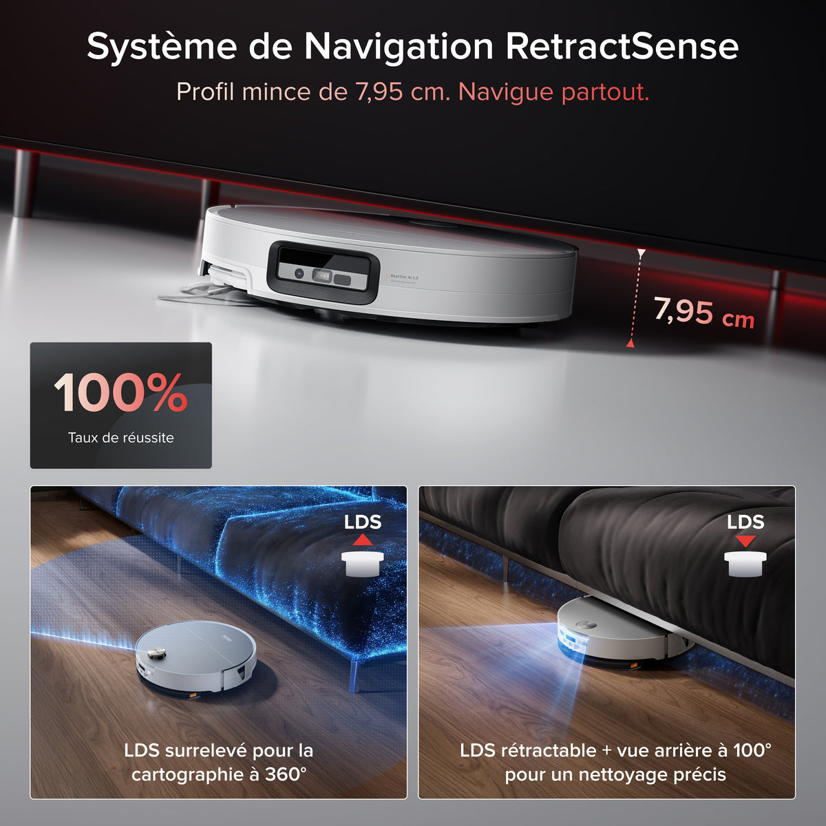 Roborock Saros 20 Sonic Aspirateur robot avec la toute nouvelle station RockDock