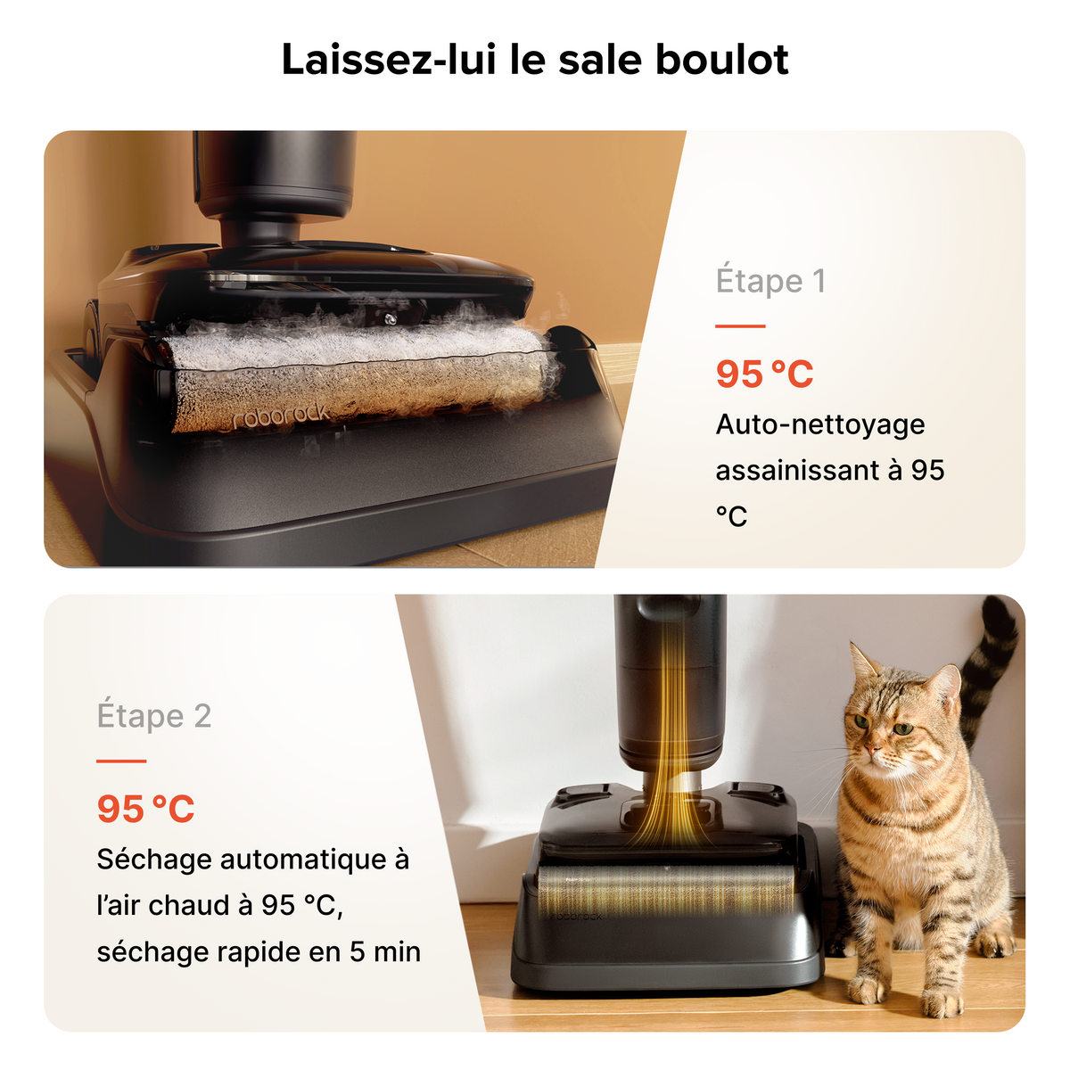 Aspirateur laveur Roborock F25 ACE Pro avec nettoyage JetFoaming