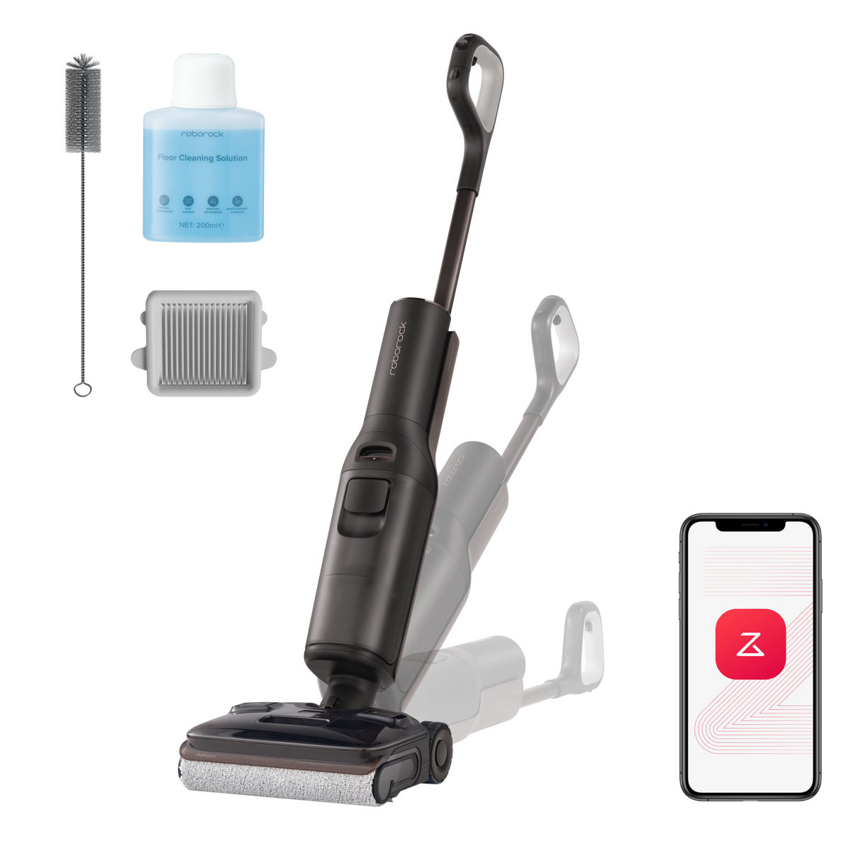 Aspirateur laveur Roborock F25 Pro Turbo avec nettoyage en profondeur HyperScrub en un appui