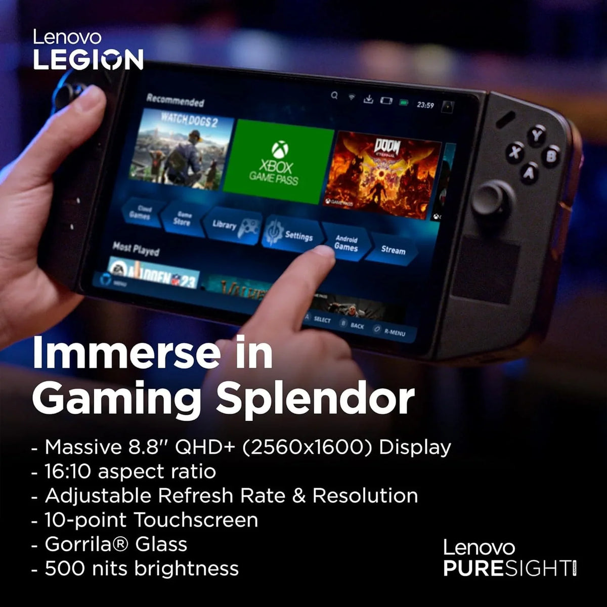 Lenovo Legion Go 8.8 pouces console de jeux portable Shadow noir