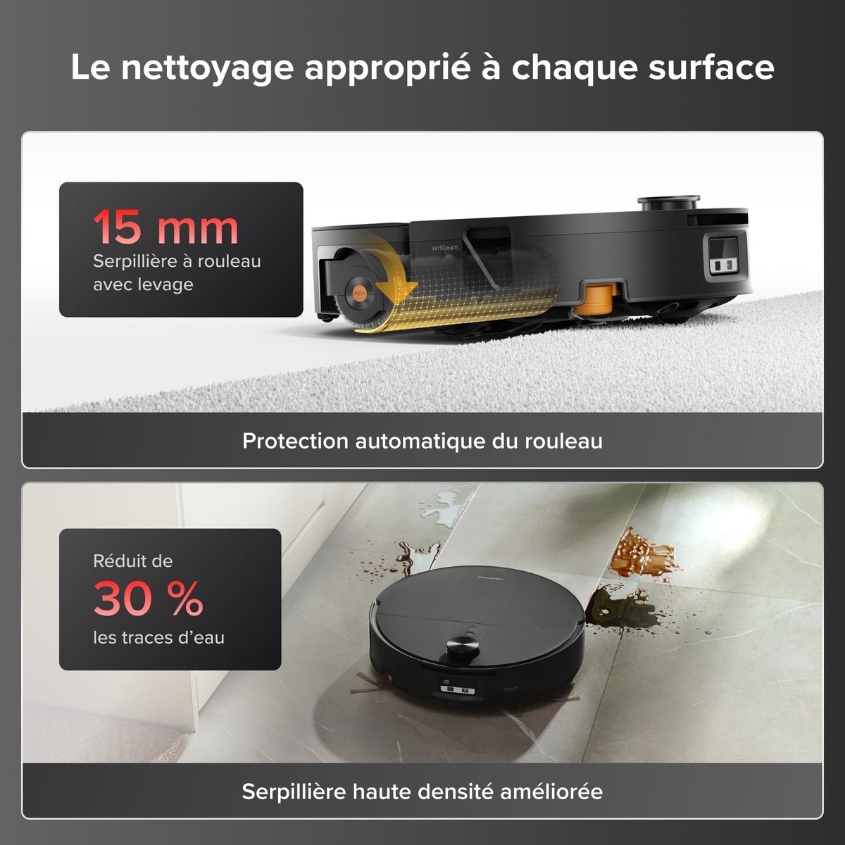 Roborock Saros 20 Flow Complete - Système autonettoyant pressurisé SpiraFlow 2.0