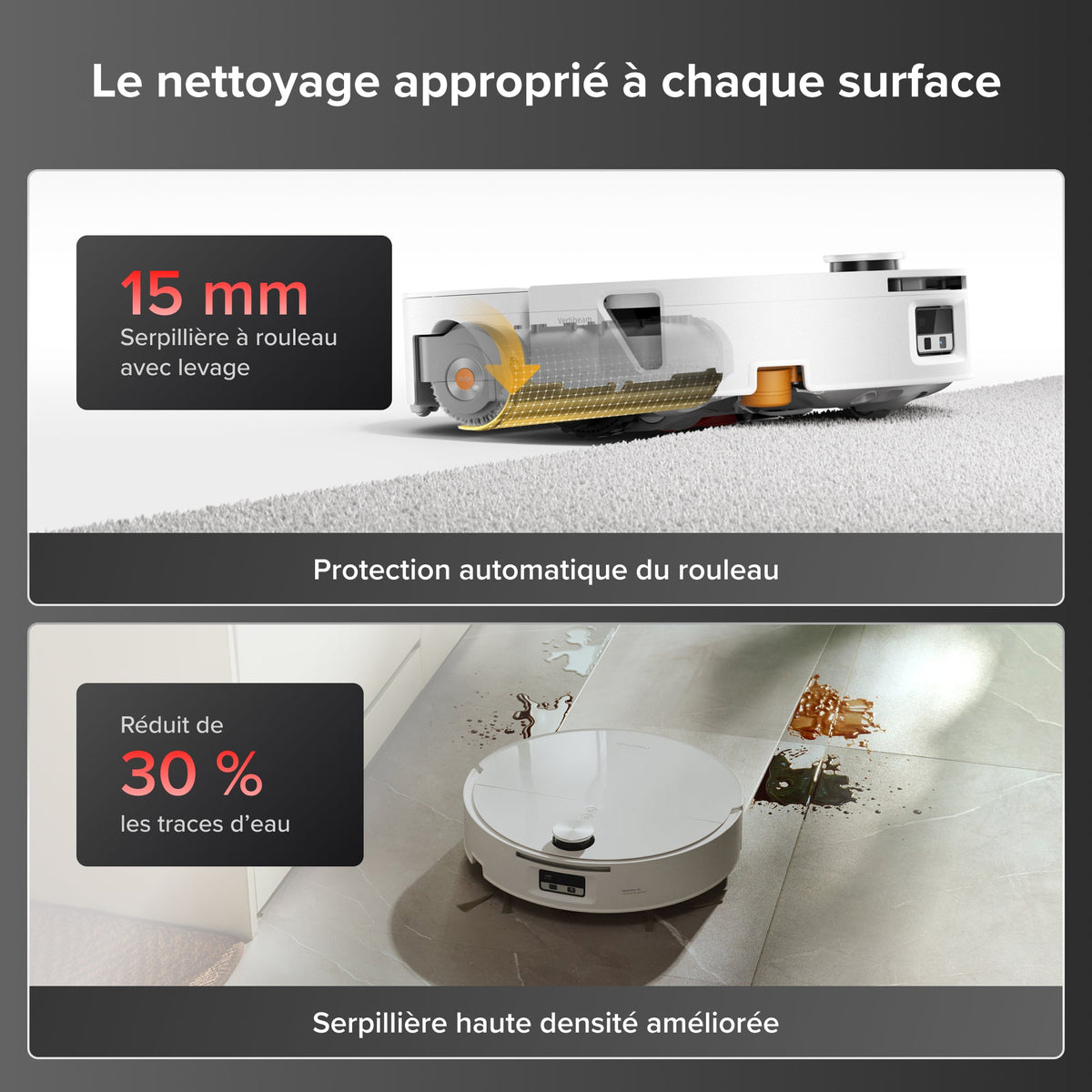 Roborock Saros 20 Flow Complete - Système autonettoyant pressurisé SpiraFlow 2.0