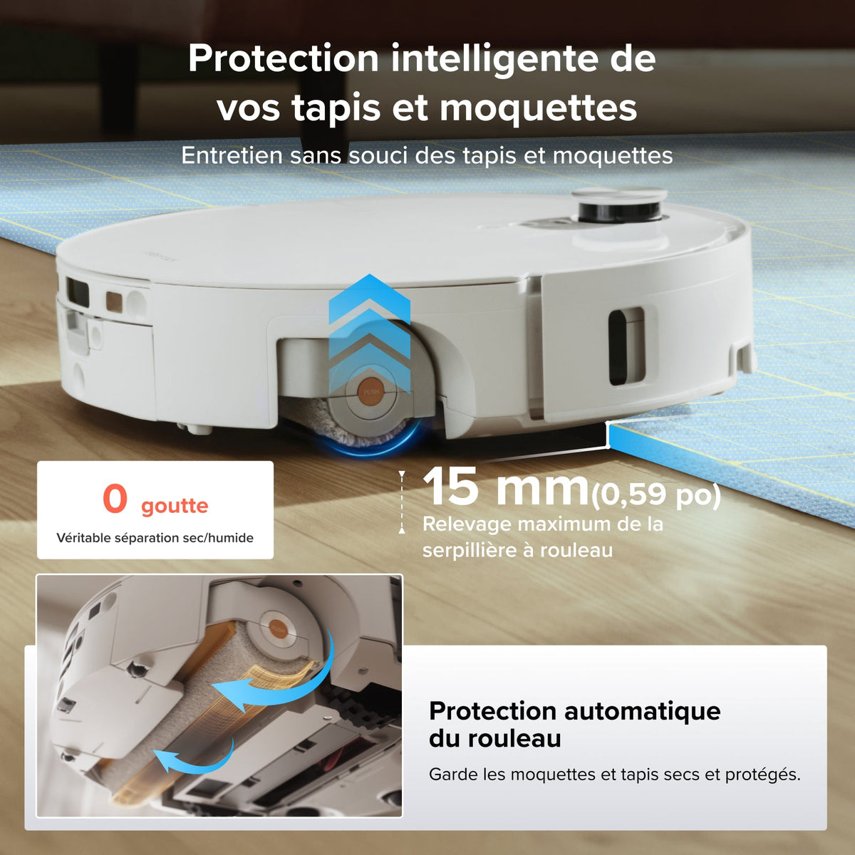 Aspirateur robot avec serpillière à rouleau Roborock Qrevo Edge 2 Flow, avec système autonettoyant pressurisé SpiraFlow 2.0