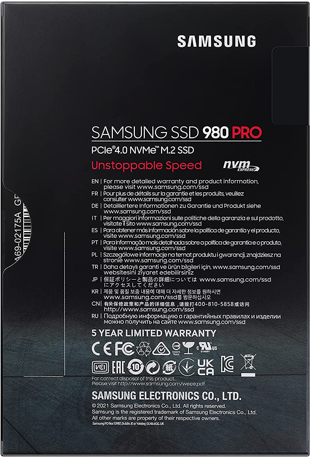 SSD Samsung 980 Pro 250 Go M.2 2280 MLC V-NAND NVMe PCIe 4.0 (6400Mb/s)