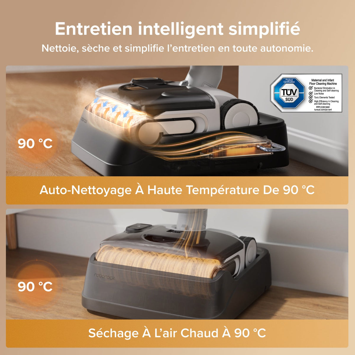 Aspirateur laveur intelligent Roborock F25 GT Gen 2 Set avec nettoyage anti-enchevêtrement