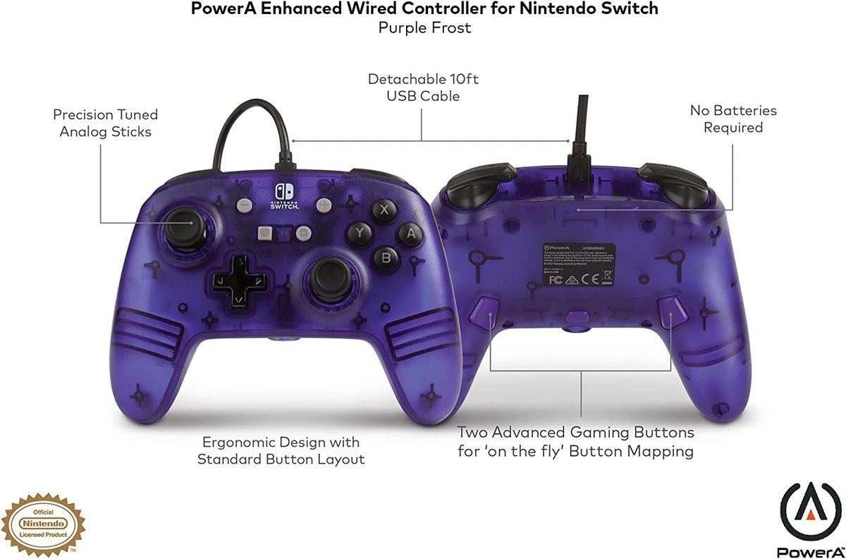 Manette Oficial PowerA filaire violet Frost Nintendo Switch