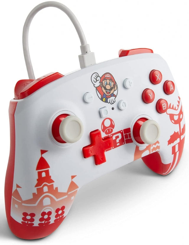 Manette Oficial PowerA filaire Super Mario rouge,blanc Nintendo Switch