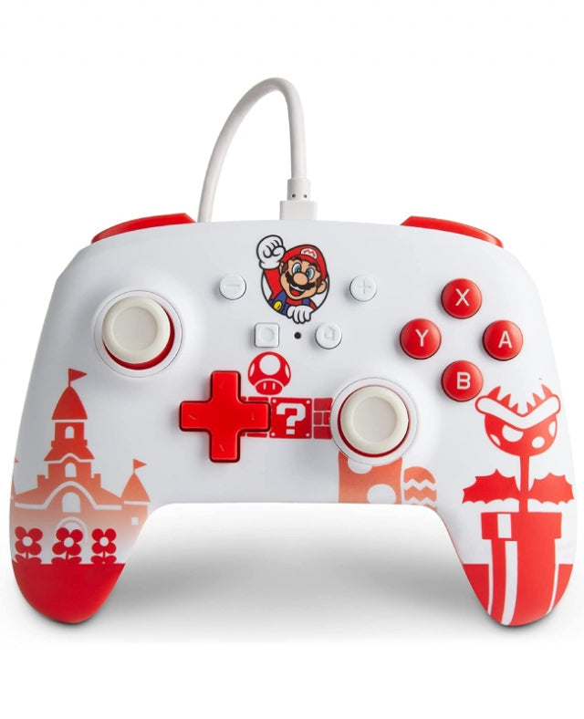 Manette Oficial PowerA filaire Super Mario rouge,blanc Nintendo Switch