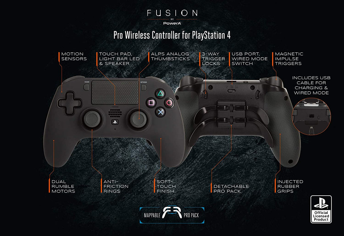 Manette PowerA sans fil Fusion Pro noir PS4