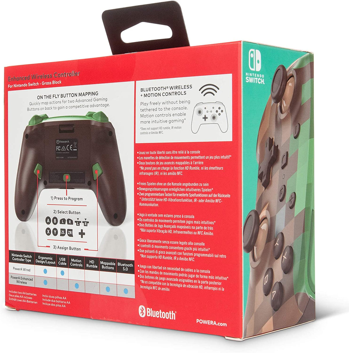 Manette PowerA sans fil Minecraft Grass Nintendo Switch