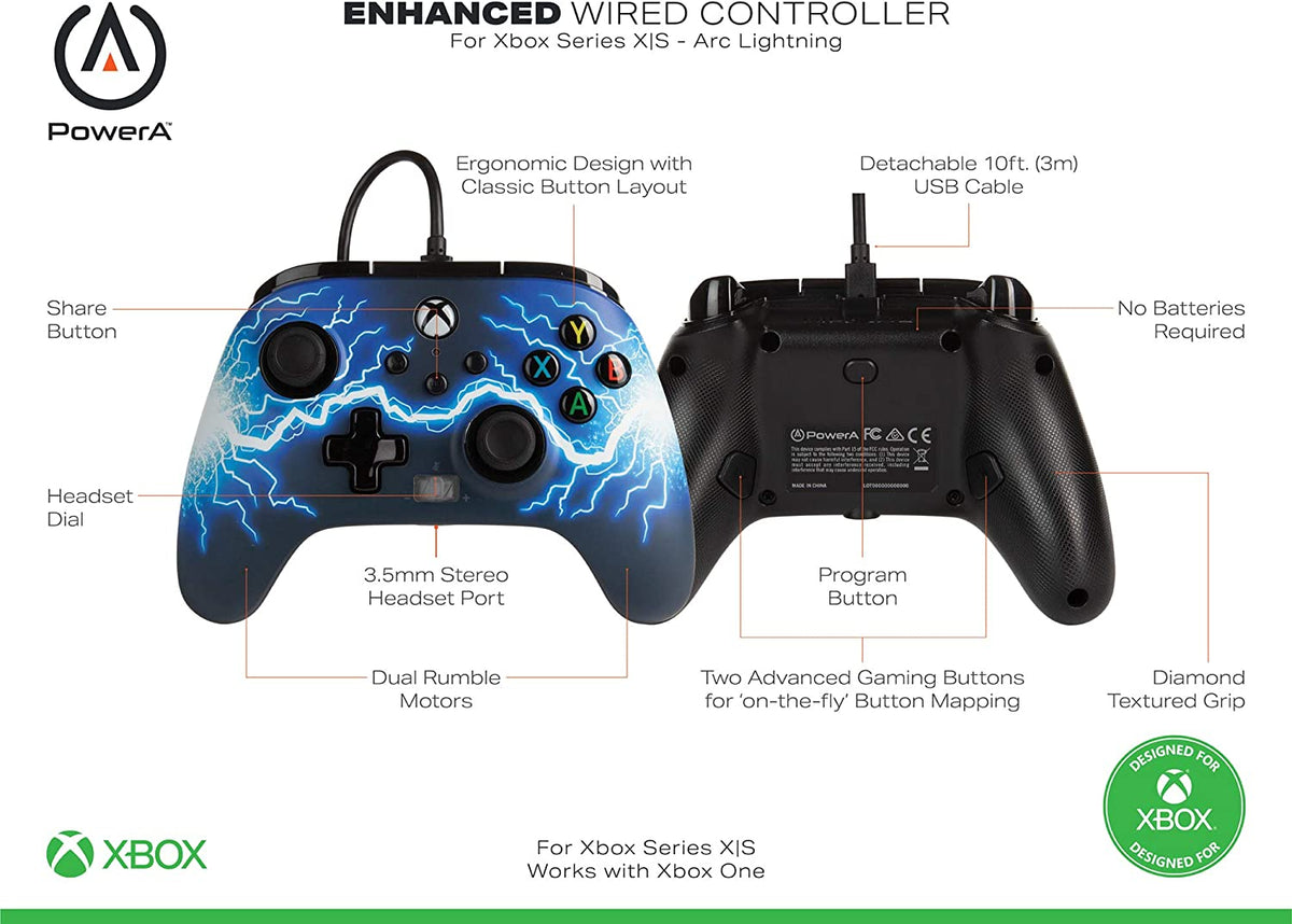 Manette PowerA filaire Arc Lightning (Xbox One/Series X/S/PC)