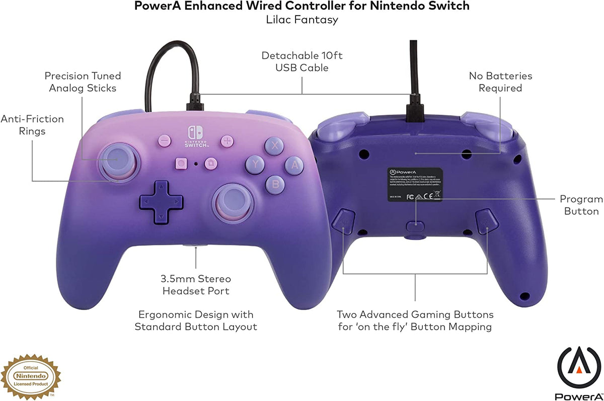 Manette PowerA filaire Lilac Fantasy Nintendo Switch
