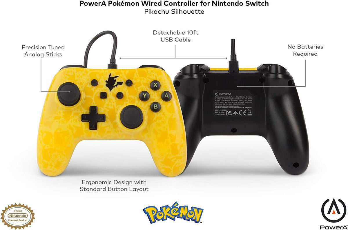 Manette PowerA filaire Pikachu Silhouette jaune Nintendo Switch