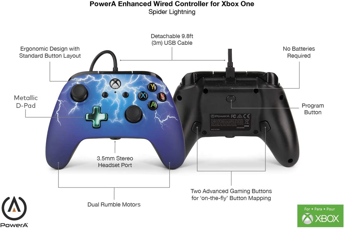 Manette PowerA filaire Spider (Xbox One/Series X/S/PC)