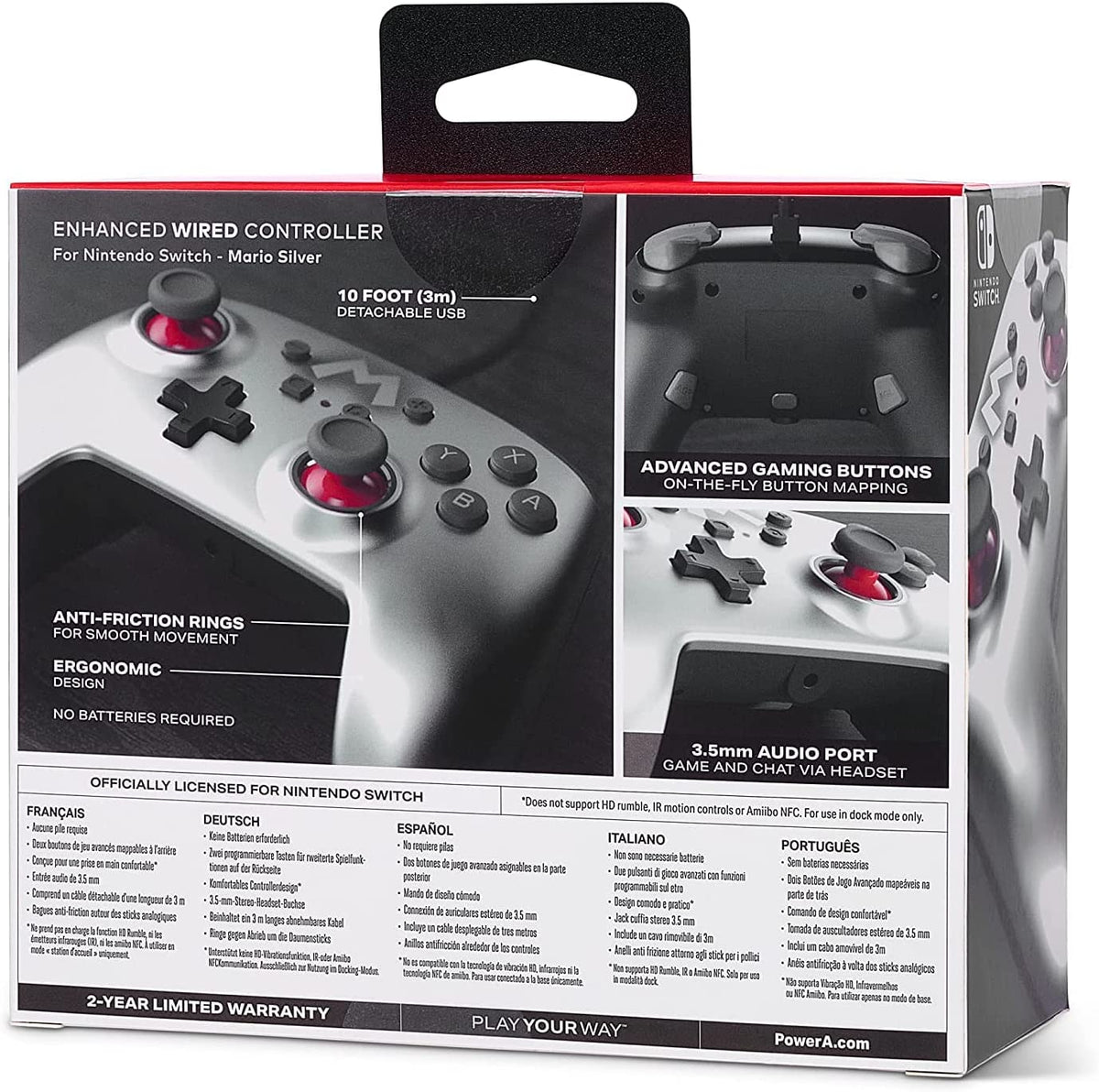 Manette PowerA filaire Super Mario argent Nintendo Switch