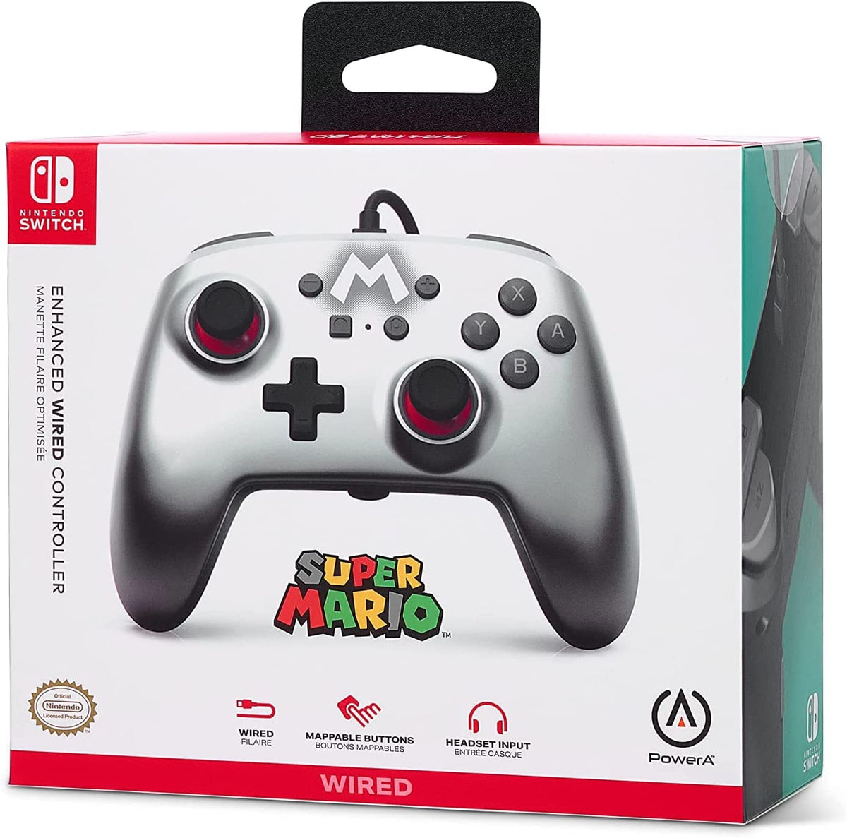 Manette PowerA filaire Super Mario argent Nintendo Switch