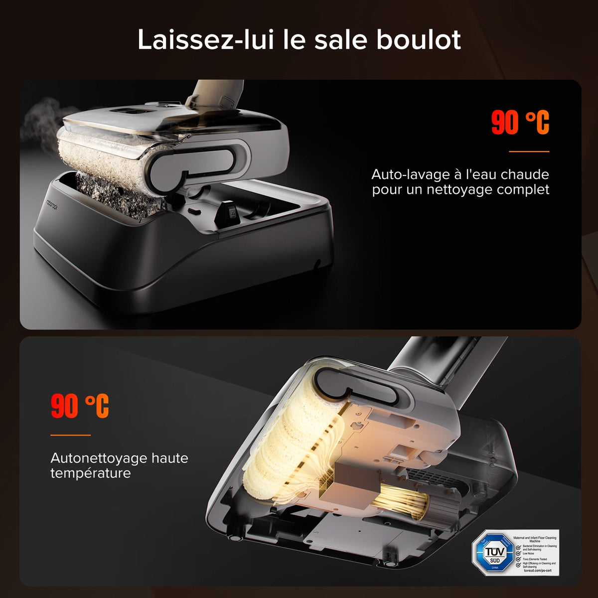 Roborock F25 GT aspirateur laveur sans fil sec et humide