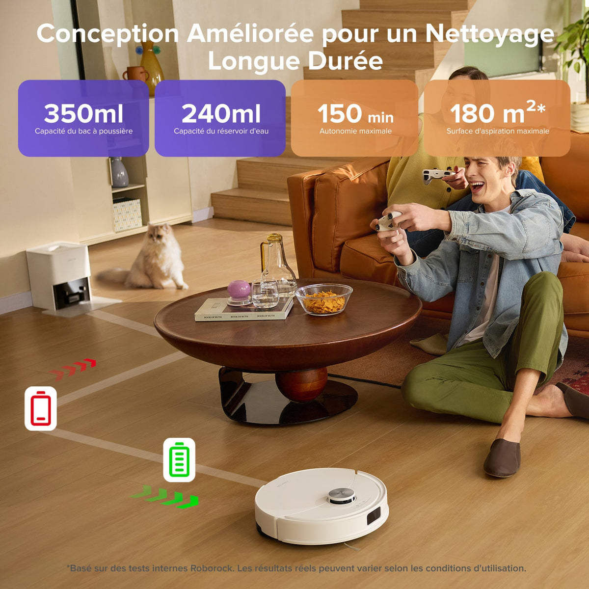 Roborock Q10 S5+ robot aspirateur laveur de VibraRise 2.0 avec station de vidage automatique