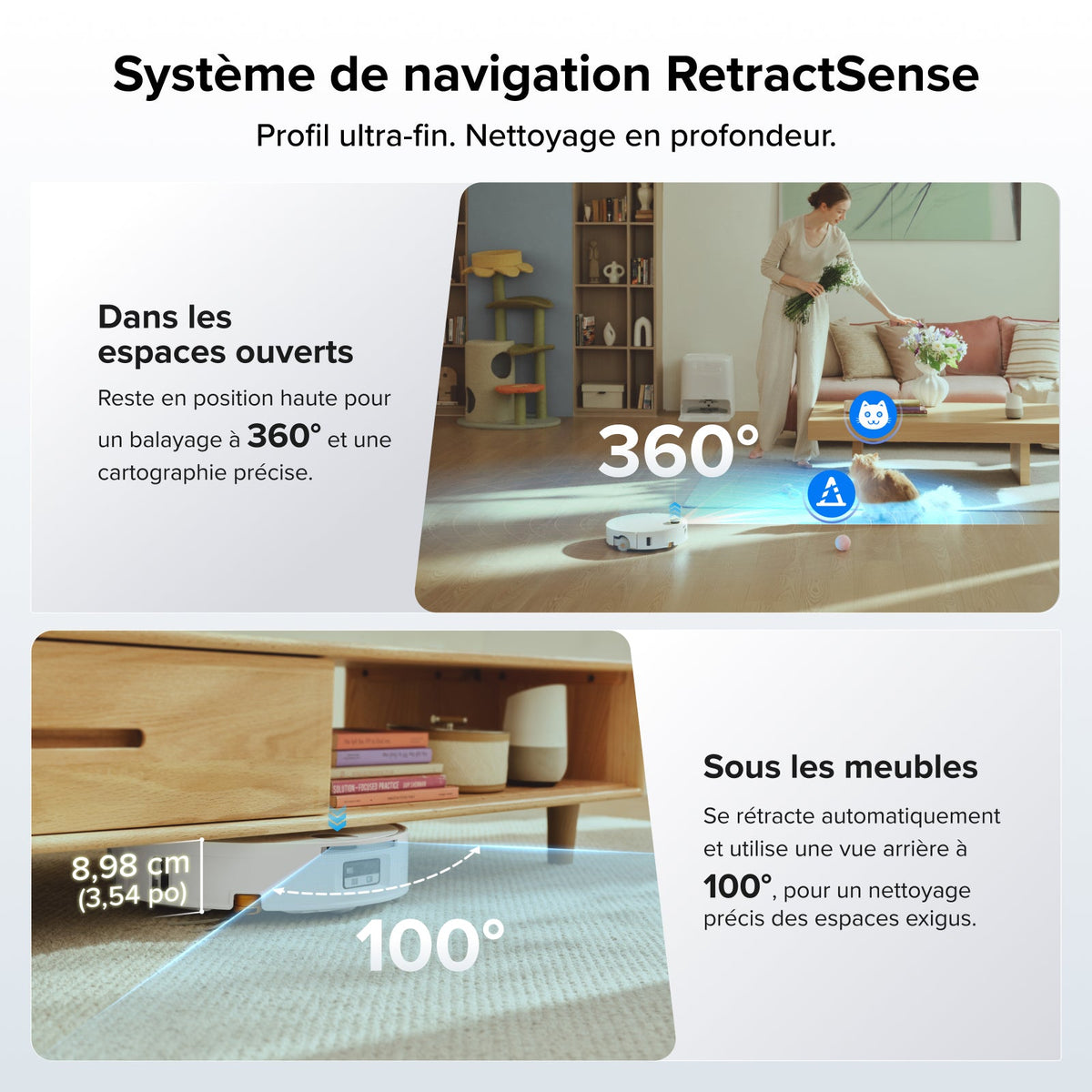Aspirateur robot avec serpillière à rouleau Roborock Qrevo Edge 2 Flow, avec système autonettoyant pressurisé SpiraFlow 2.0