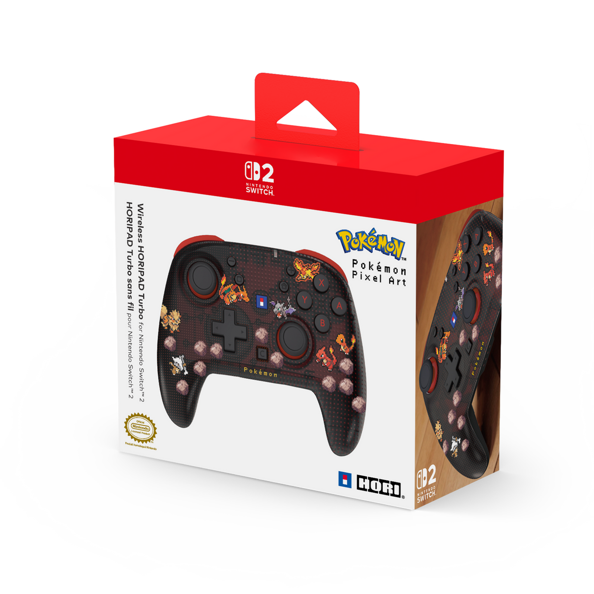 Manette sans fil HORIPAD Turbo Pokémon Pixel rouge Nintendo Switch 2