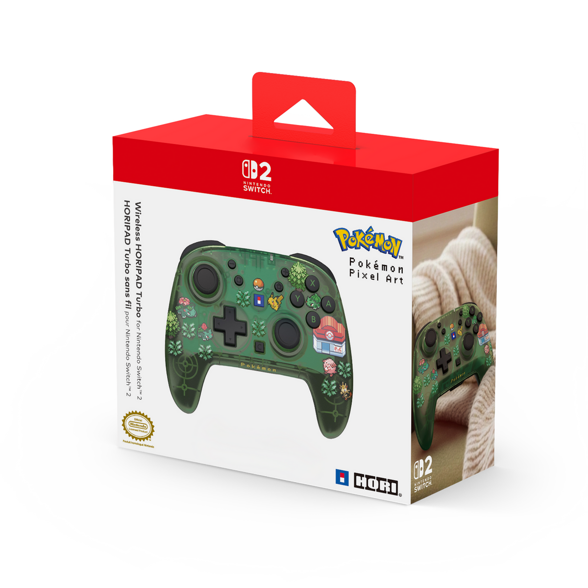Manette sans fil HORIPAD Turbo Pokémon Pixel vert Nintendo Switch 2