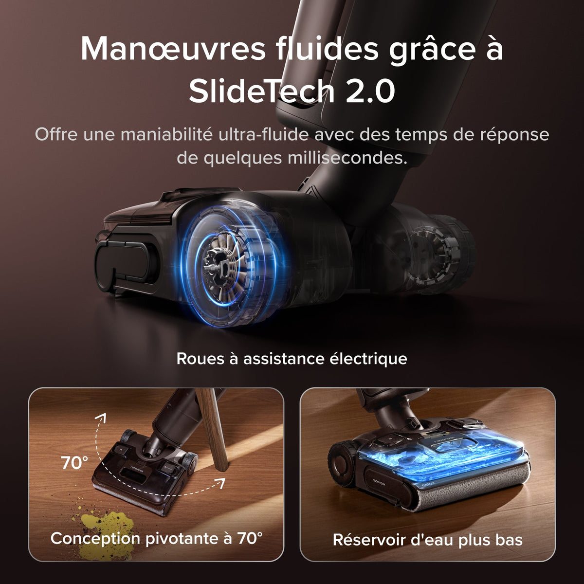 Aspirateur laveur Roborock F25 Pro Turbo avec nettoyage en profondeur HyperScrub en un appui