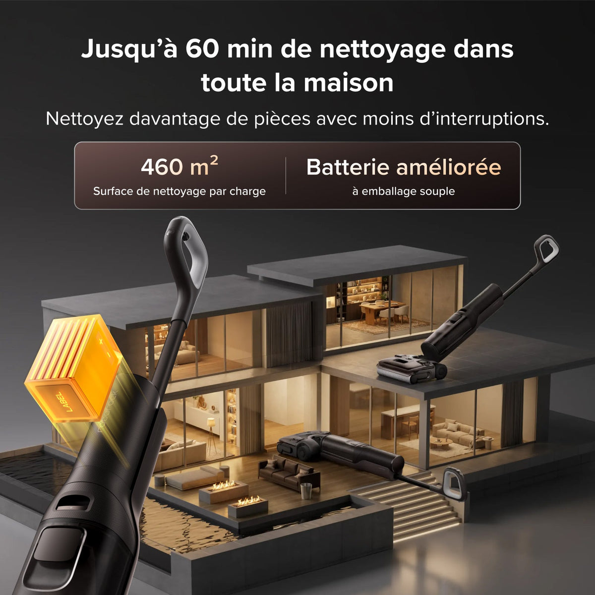 Aspirateur laveur sans fil 5‑en‑1 Roborock F25 Pro Turbo Combo