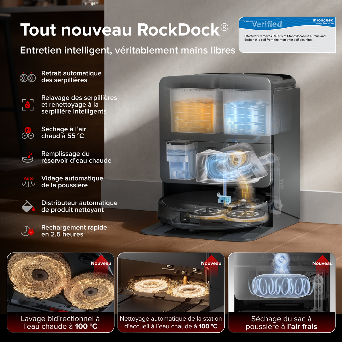 Roborock Saros 20 Robot aspirateur laveur 36 000 Pa avec AdaptiLift Chassis 3.0