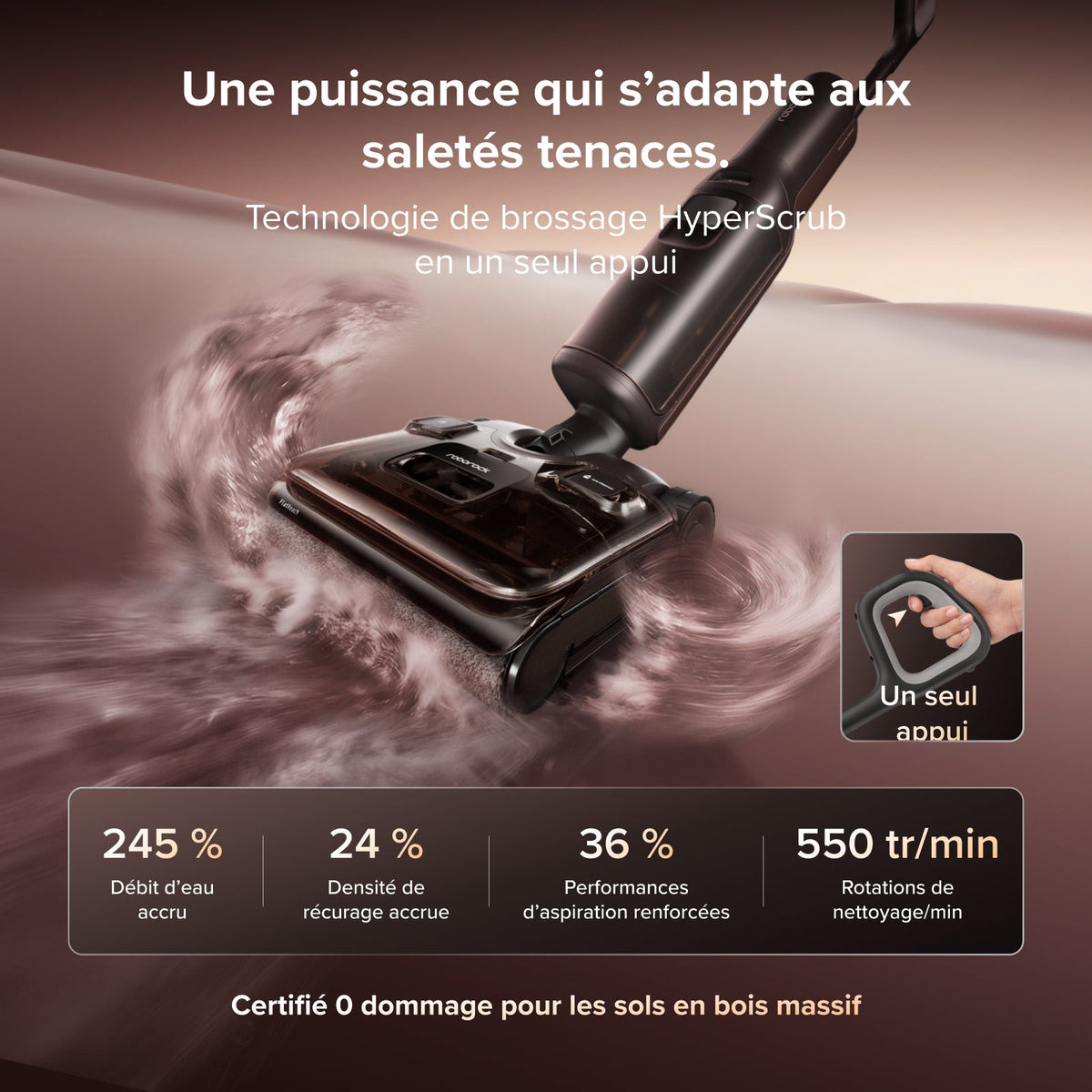 Aspirateur laveur sans fil 5‑en‑1 Roborock F25 Pro Turbo Combo