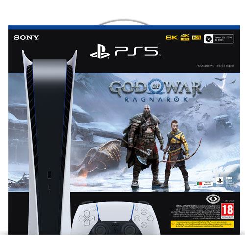 Console Sony PlayStation 5 édition numérique + God of War Ragnarök PS5 (Voucher)