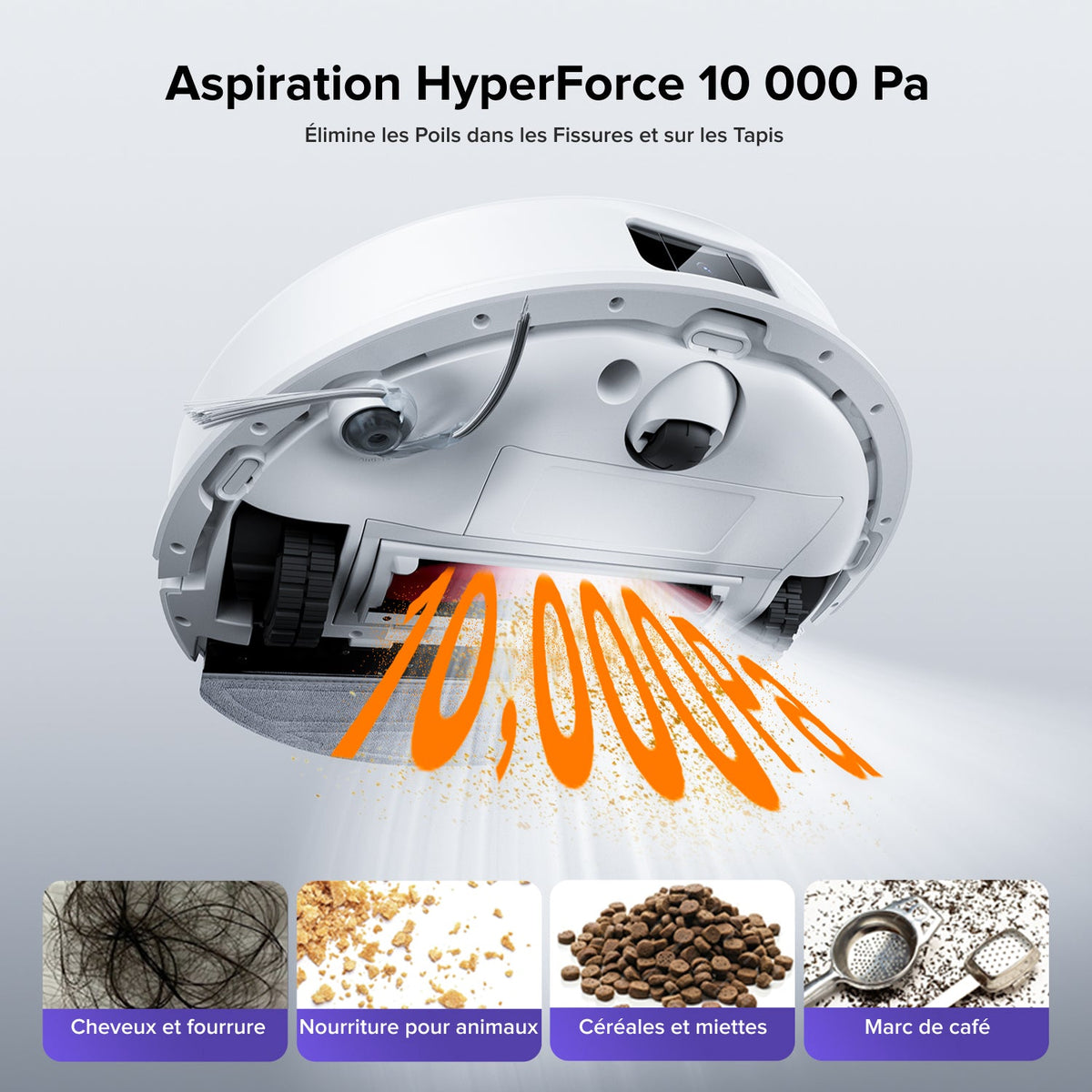 Roborock Q10 S5+ Set robot aspirateur laveur de VibraRise 2.0 avec station de vidage automatique