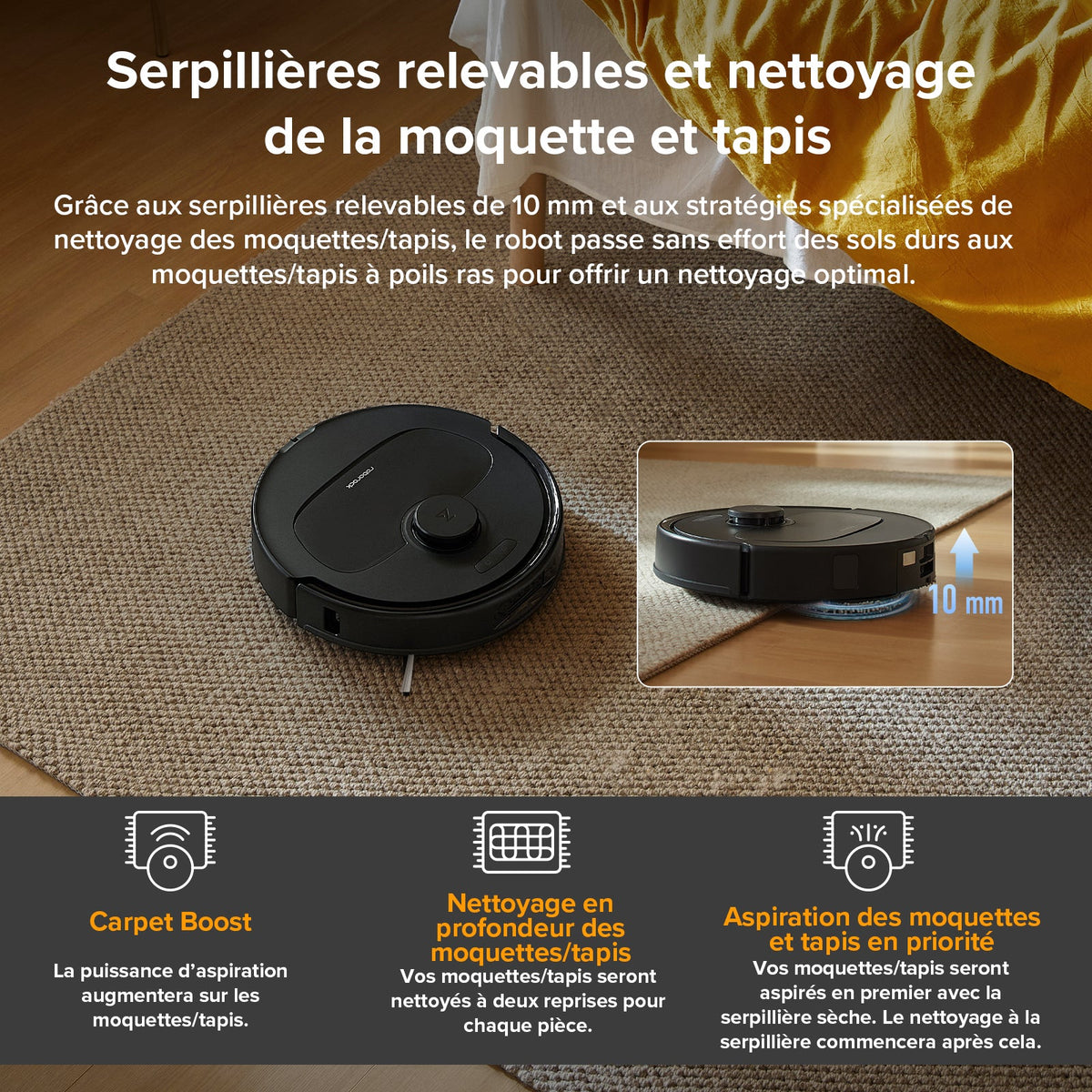 Roborock QV 35A Set ( Qrevo S amélioré) robot aspirateur laveur avec station d’accueil multifonctionnelle