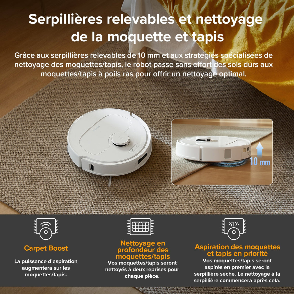 Roborock QV 35A ( Qrevo S amélioré) robot aspirateur laveur avec station d’accueil multifonctionnelle