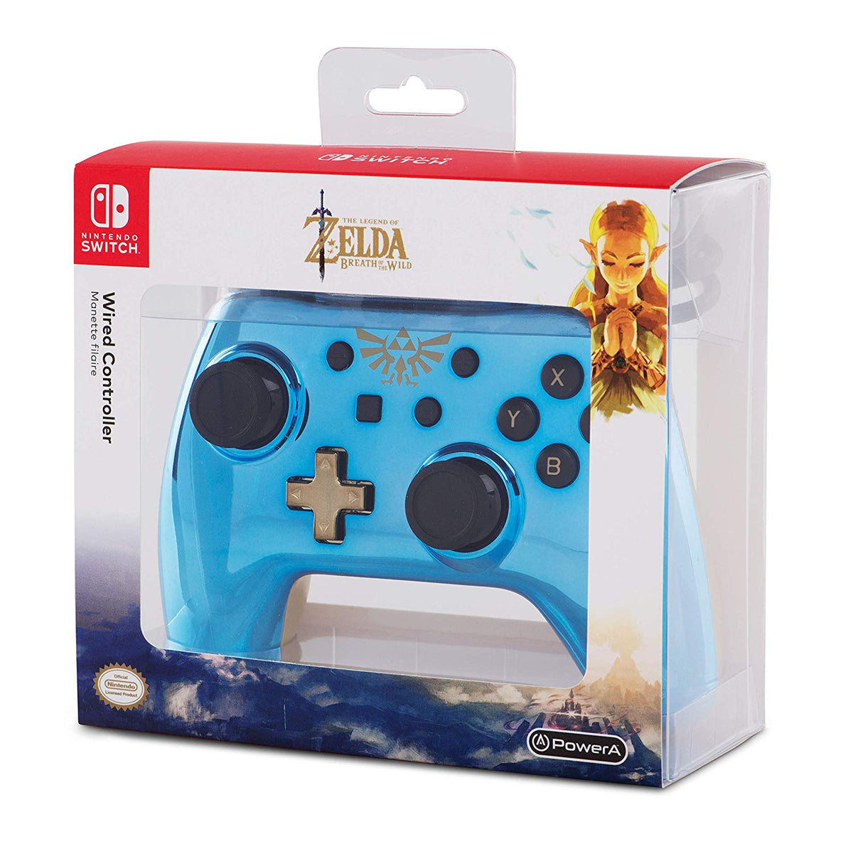 Manette PowerA filaire Zelda Chrome bleu, Dourado Nintendo Switch