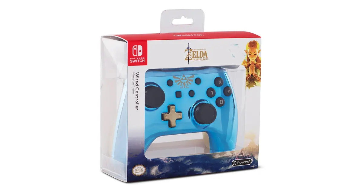 Manette PowerA filaire Zelda Chrome bleu, Dourado Nintendo Switch