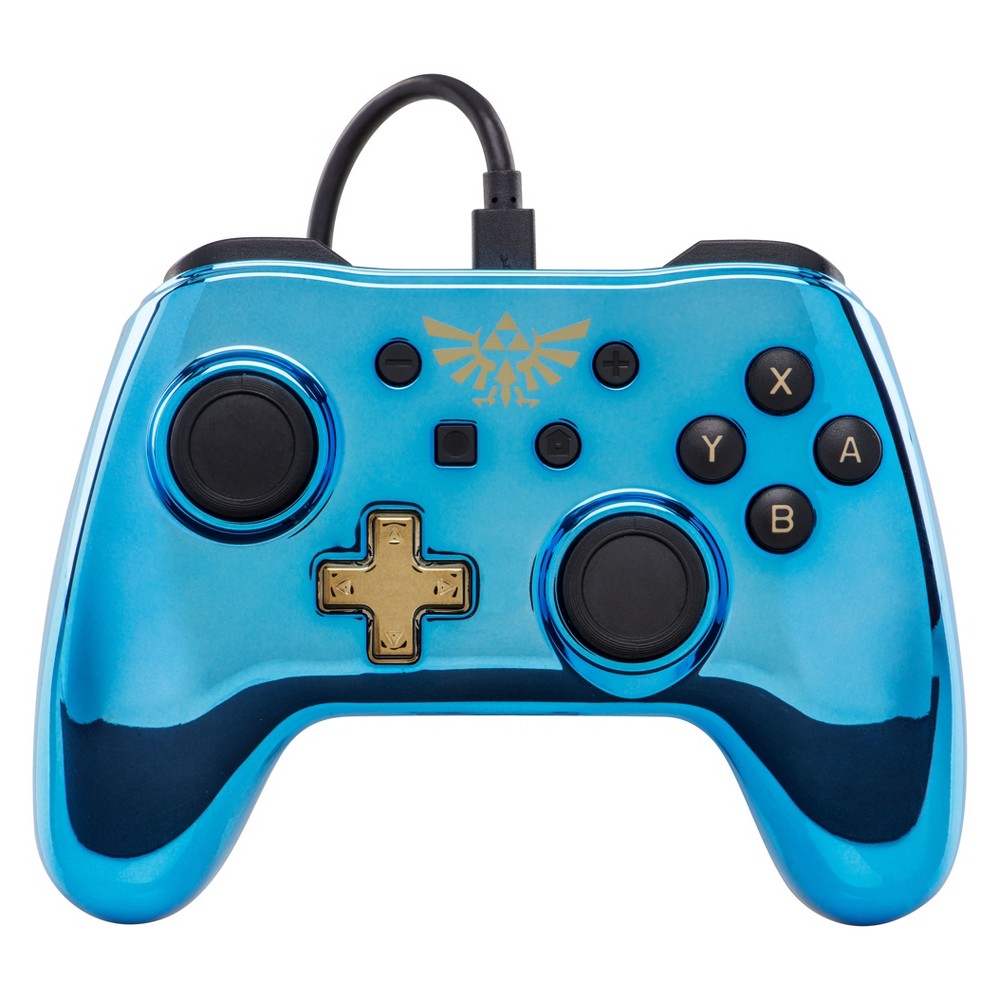 Manette PowerA filaire Zelda Chrome bleu, Dourado Nintendo Switch
