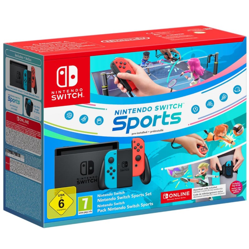 Console Nintendo Switch V2 + Switch Sports + Correia + NSO 3 mois
