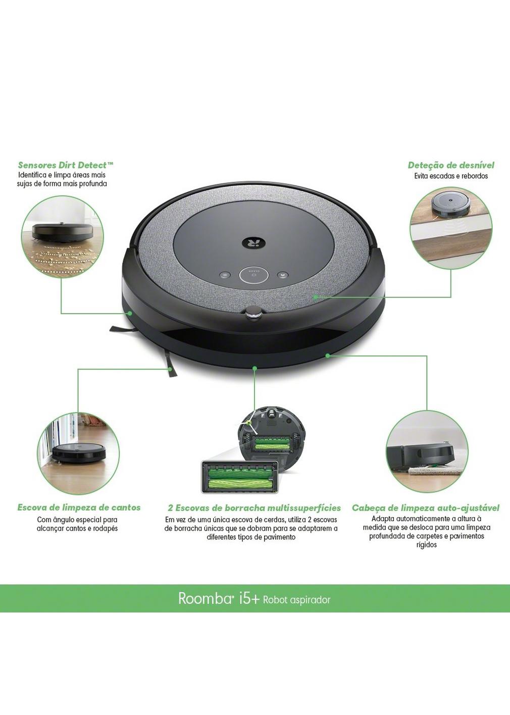 Aspirador Robô iRobot Roomba i5+ Clean Base Cinza