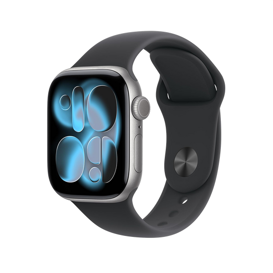 Apple Watch Series 11 42 mm GPS + cellulaire - gris sidéral avec M/L noir bracelet Sport