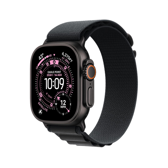 Apple Watch Ultra 3 49 mm GPS + cellulaire - titane noir avec taille L noir Boucle Alpine