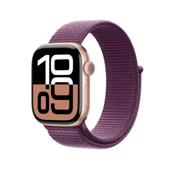 Apple Watch Series 10 46 mm GPS + cellulaire - or rose avec prune Boucle Sport
