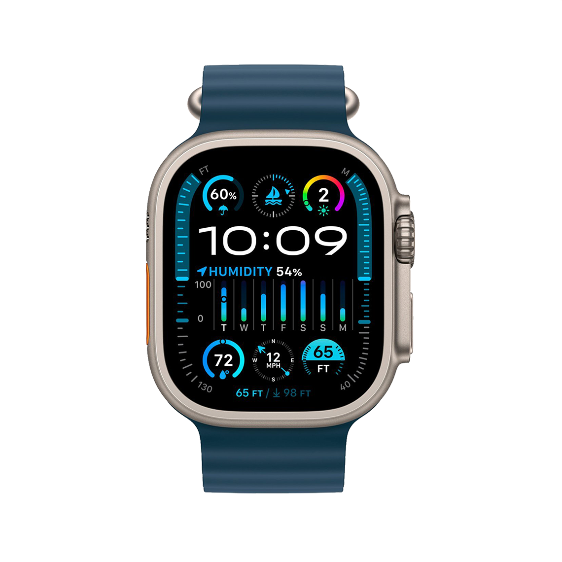 Apple Watch Ultra 2 49 mm GPS + cellulaire - titane - bleu bracelet Océan