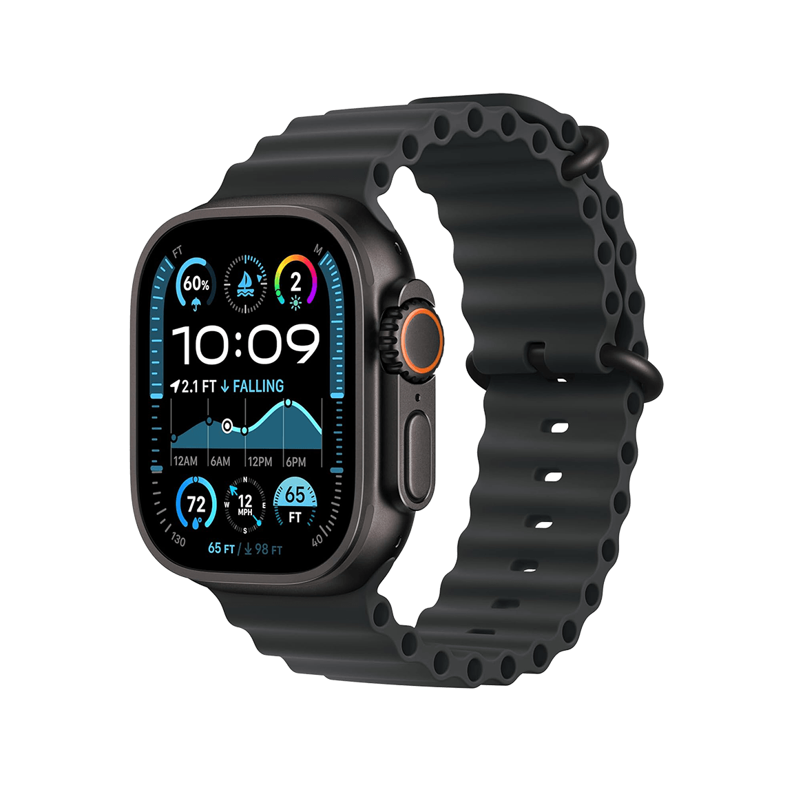 Apple Watch Ultra 2 49 mm GPS + cellulaire - titane noir avec noir bracelet Océan