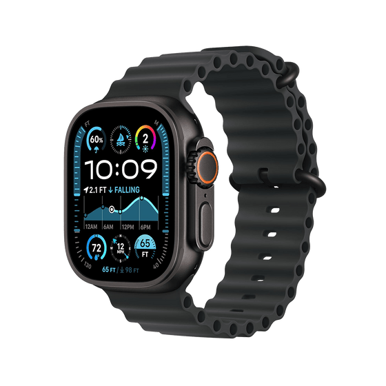 Apple Watch Ultra 2 49 mm GPS + cellulaire - titane noir avec noir bracelet Océan