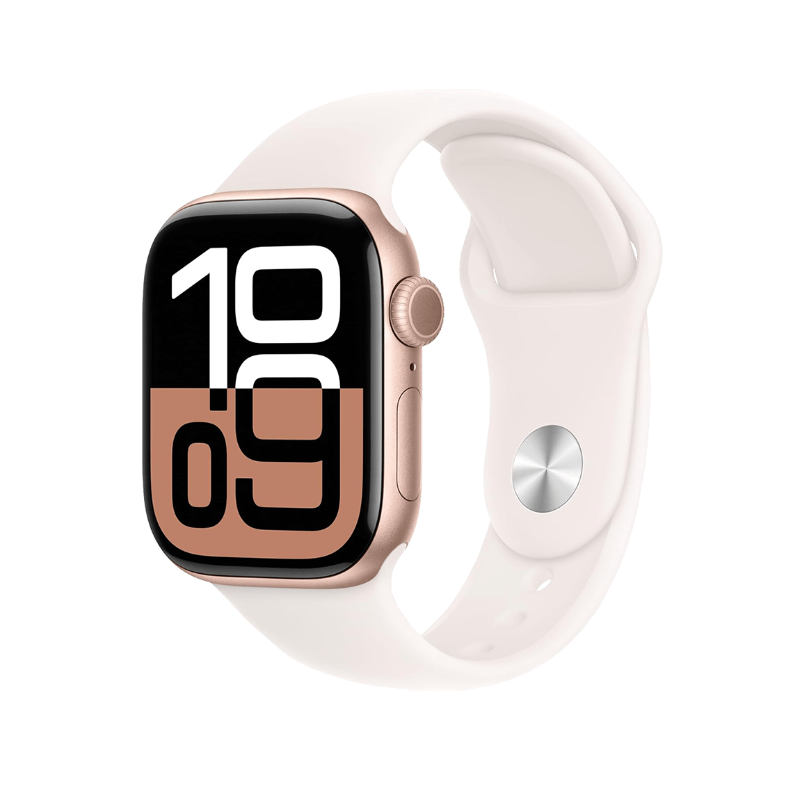 Apple Watch Series 10 46 mm GPS - or rose avec S/M rose clair bracelet Sport